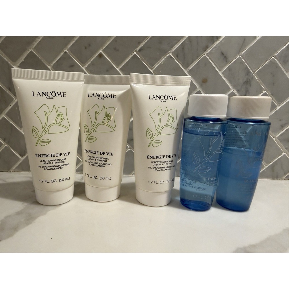 Lancôme Energie De Vie Lot Of 3 Foam Cleansers & 2 Makeup Remover 1.7 Oz Each